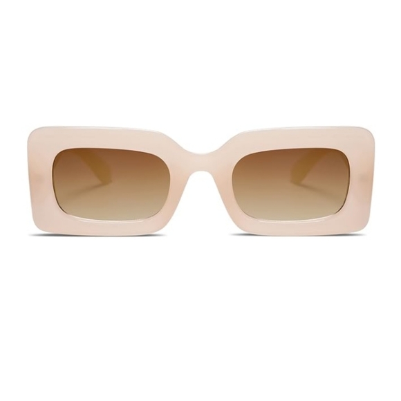 90s Nude Rectangle Trendy Chunky Sunglasses Pink